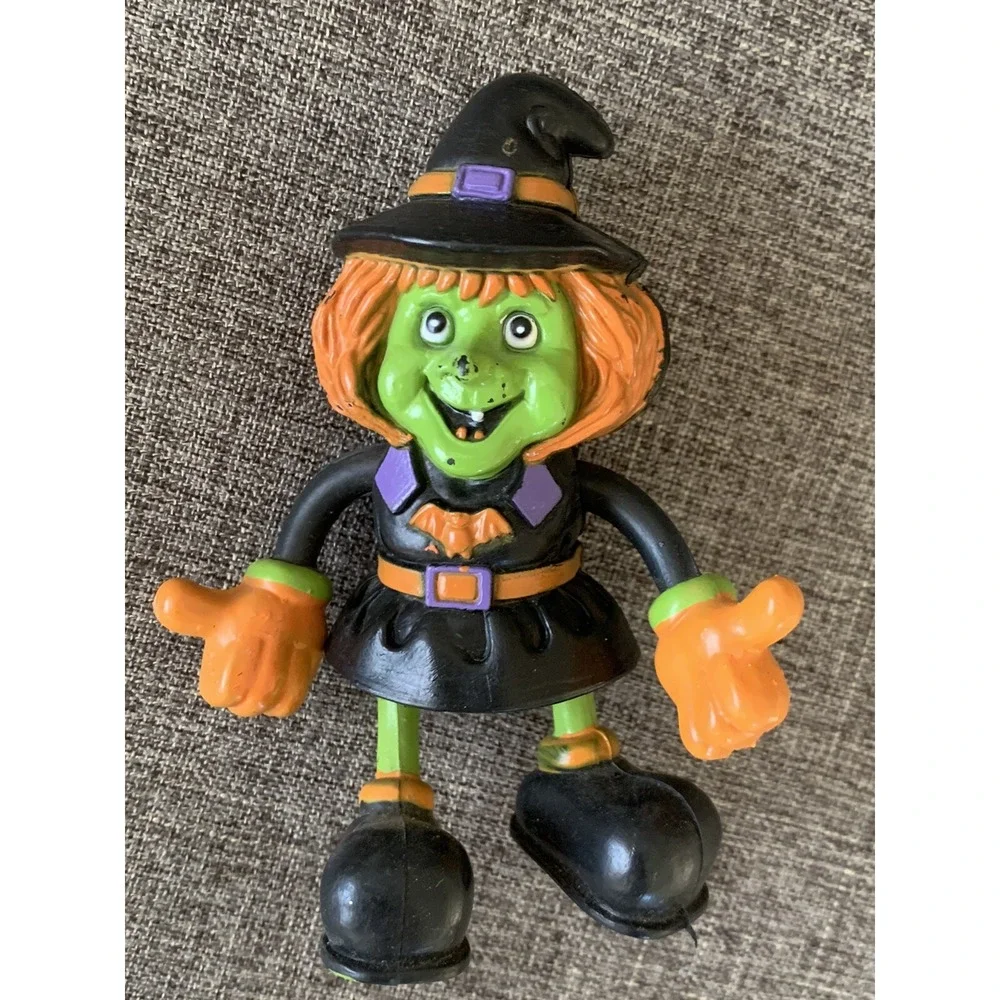 Bendable Witch  Pumpkin Toys Halloween Fun World Easter Unlimited VTG Bendy